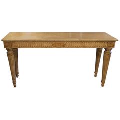 French Carved Painted Wood and Gilded Console with Marble Top