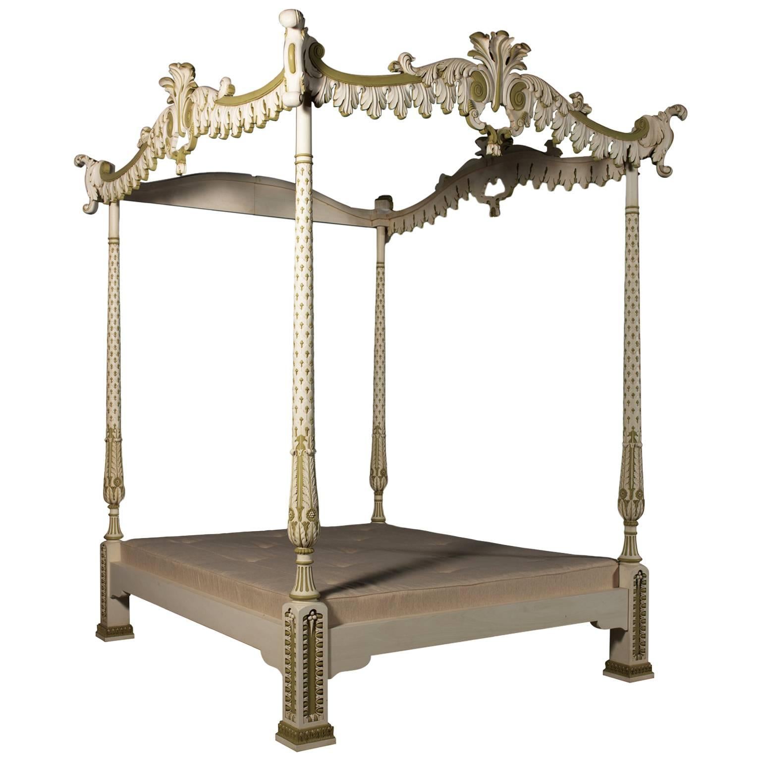 Plume Four-Poster Bed in the manner of Thomas Chippendale For Sale