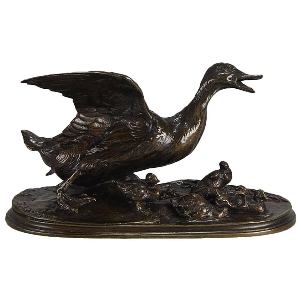 Canard Avec Ses Canetons by Pierre Jules Mene For Sale