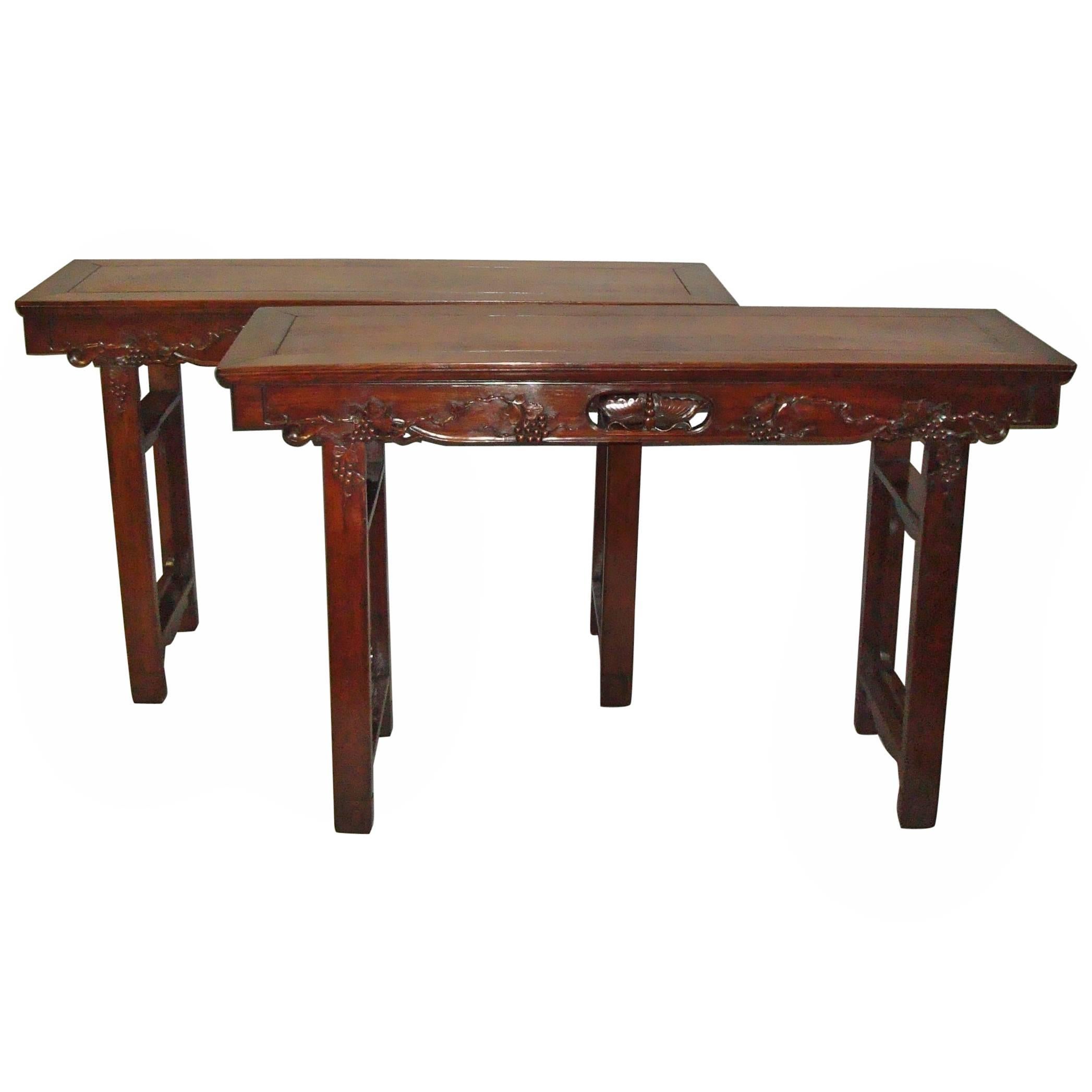 Good 19th Century Pair of Chinese Hongmu Alter Tables For Sale