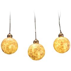 Triple Moon, Handmade Ceiling Light Made of Mother-of-Pearls