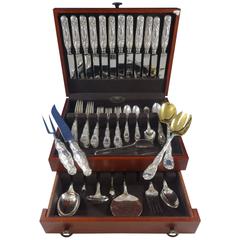 Antique Chrysanthemum by Tiffany & Co. Sterling Silver Dinner Flatware Set, 73 Pieces