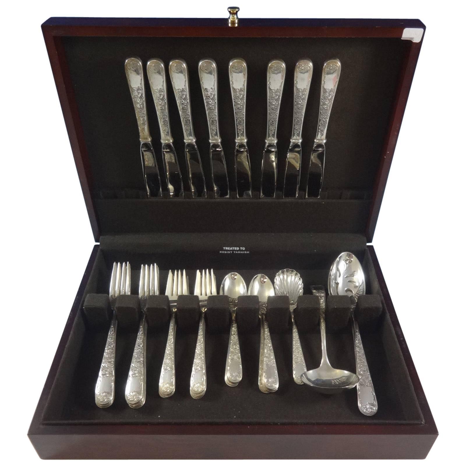 Old Maryland Engraved by Kirk Sterling Silver Flatware Set for Eight, 36 Pieces