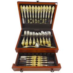 Golden Crown Baroque by Gorham Sterling Silver Flatware Set for 12, 74 Pieces