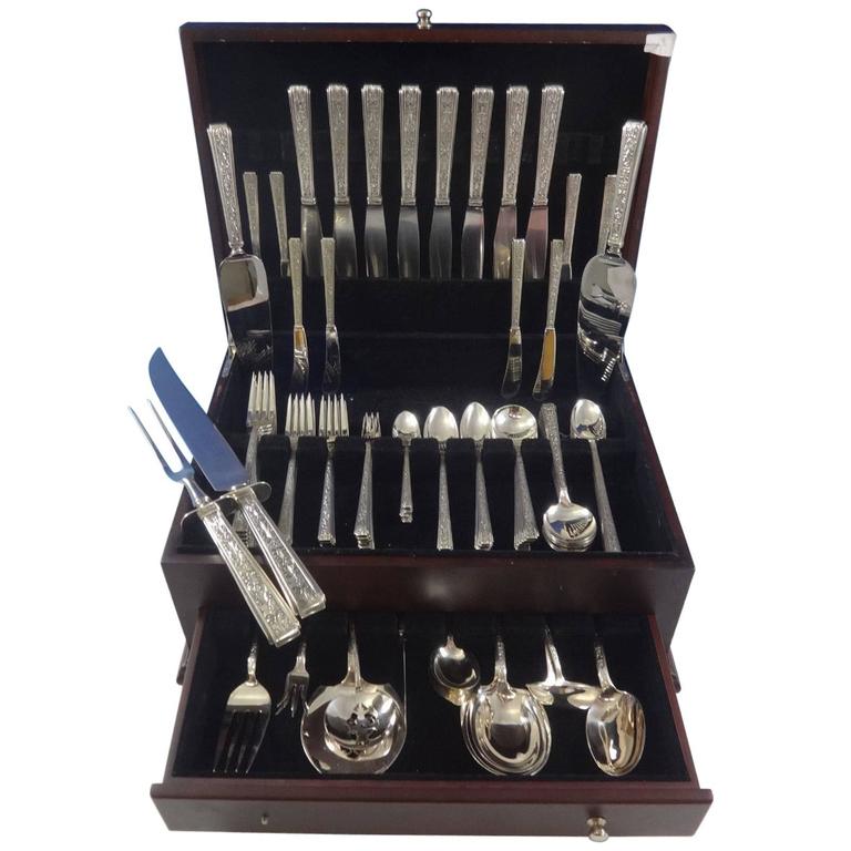 chased classic by lunt sterling silver flatware set for 8 chased classic by lunt sterling silver flatware set for 8