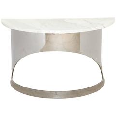 Sculptural 1970's Polished Steel Console Table with Custom Marble Top