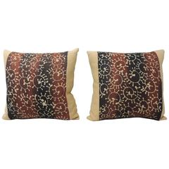 Pair of Vintage Linen Hand-Blocked Paisley Pillows 4
