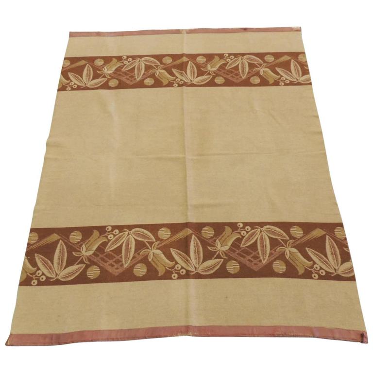 Camel and Tan Americana Camping Wool Blanket For Sale at 1stdibs