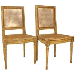 Pair of Painted Consulat Side Chairs, circa 1795