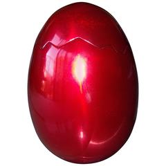 Jeff Koons "Cracked Egg" red aluminum  box  sculpture, BCAM