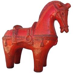 Monumental Italian, 1960s Aldo Londi for Bitossi Art Pottery Horse Sculpture