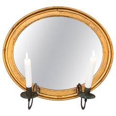 Wall Sconce Mirror Oval Giltwood French, 19th Century, France