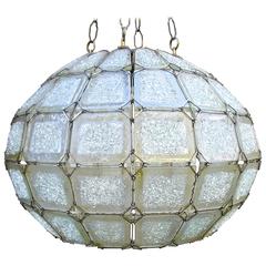 Large 1950s Italian Art Glass Faceted Globe Chandelier