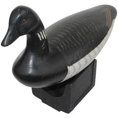 Vintage Original Painted 20th Century Brant Goose on Stand