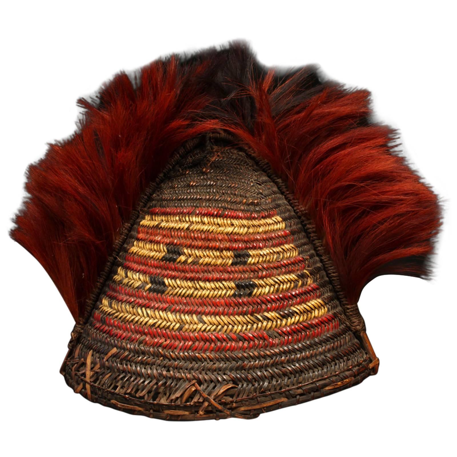 Early 20th Century Tribal Cane Warrior's Hat, Nagaland, Northeast India