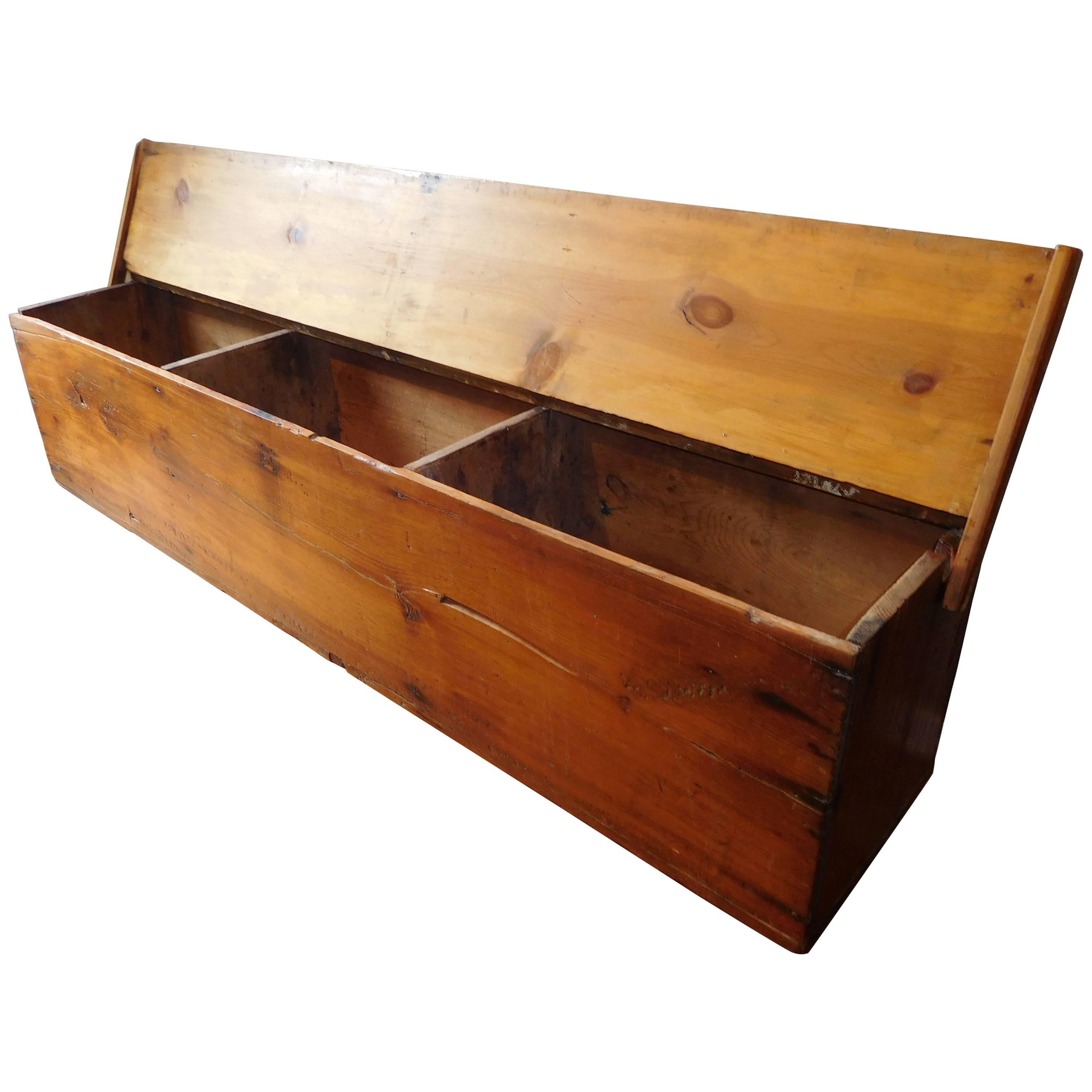 Primitive Late 19th Century American Pine Storage Bench