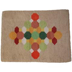 Midcentury Geometric Wool Rug, England, circa 1960