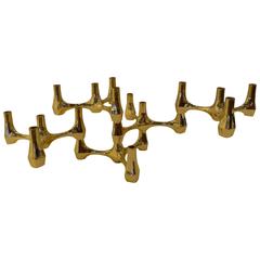 Mid-Century Modern Fritz Nagel Style Modular Brass Stacking Candleholders