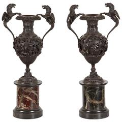 Pair of French Urns in Bronze