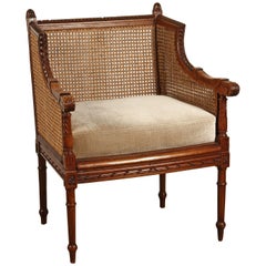 French Cushioned Cane Chair