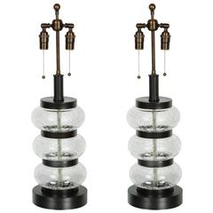 Pair of Crackled Glass Lamps by Paul Hanson 3