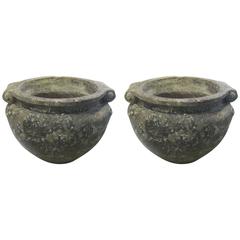 Antique 1920s England Compton Pair of Stone Pots