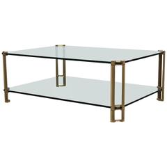 Retro Peter Ghyczy Glass and Brass Coffee Table