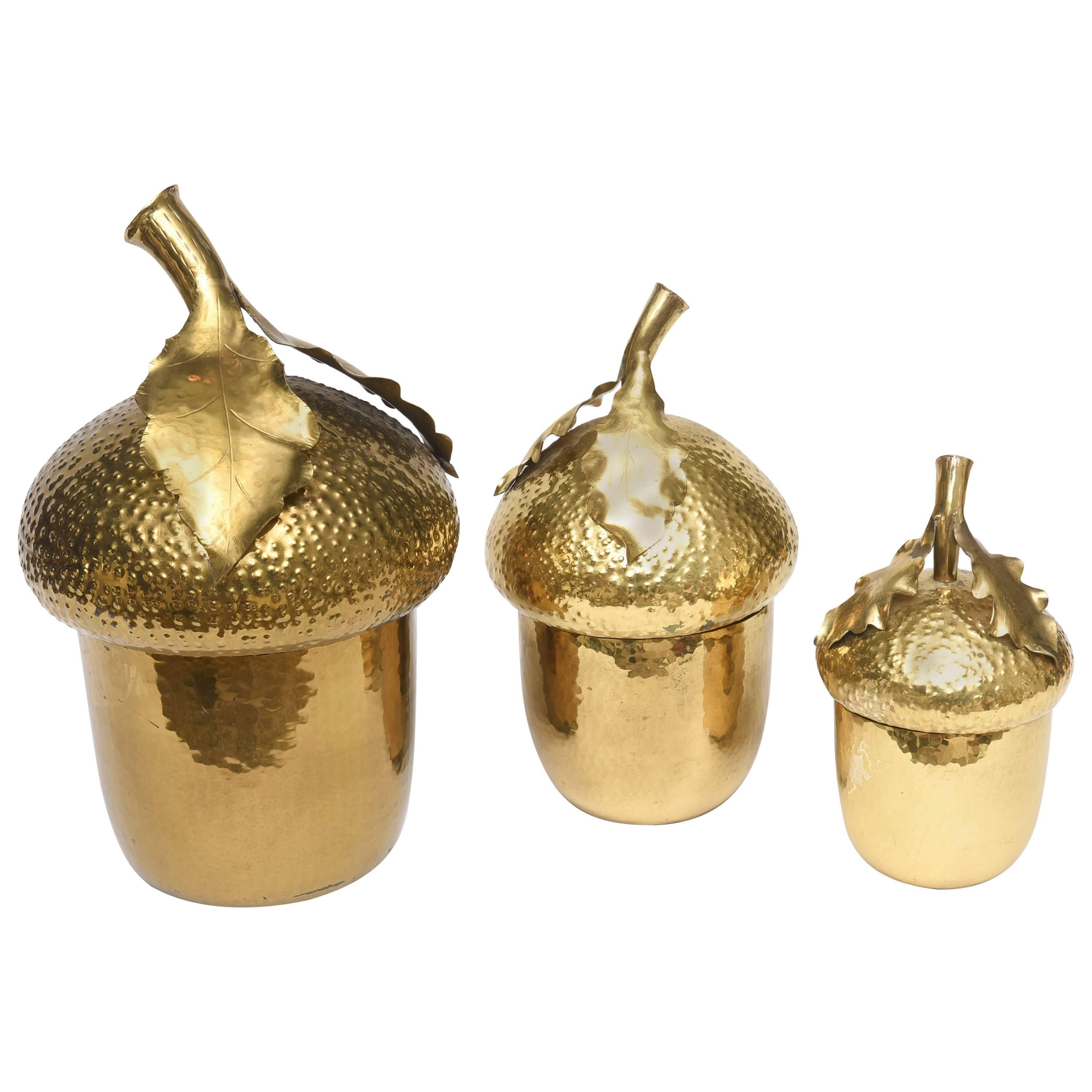 Hand-Wrought Italian Brass Canister Serving Set