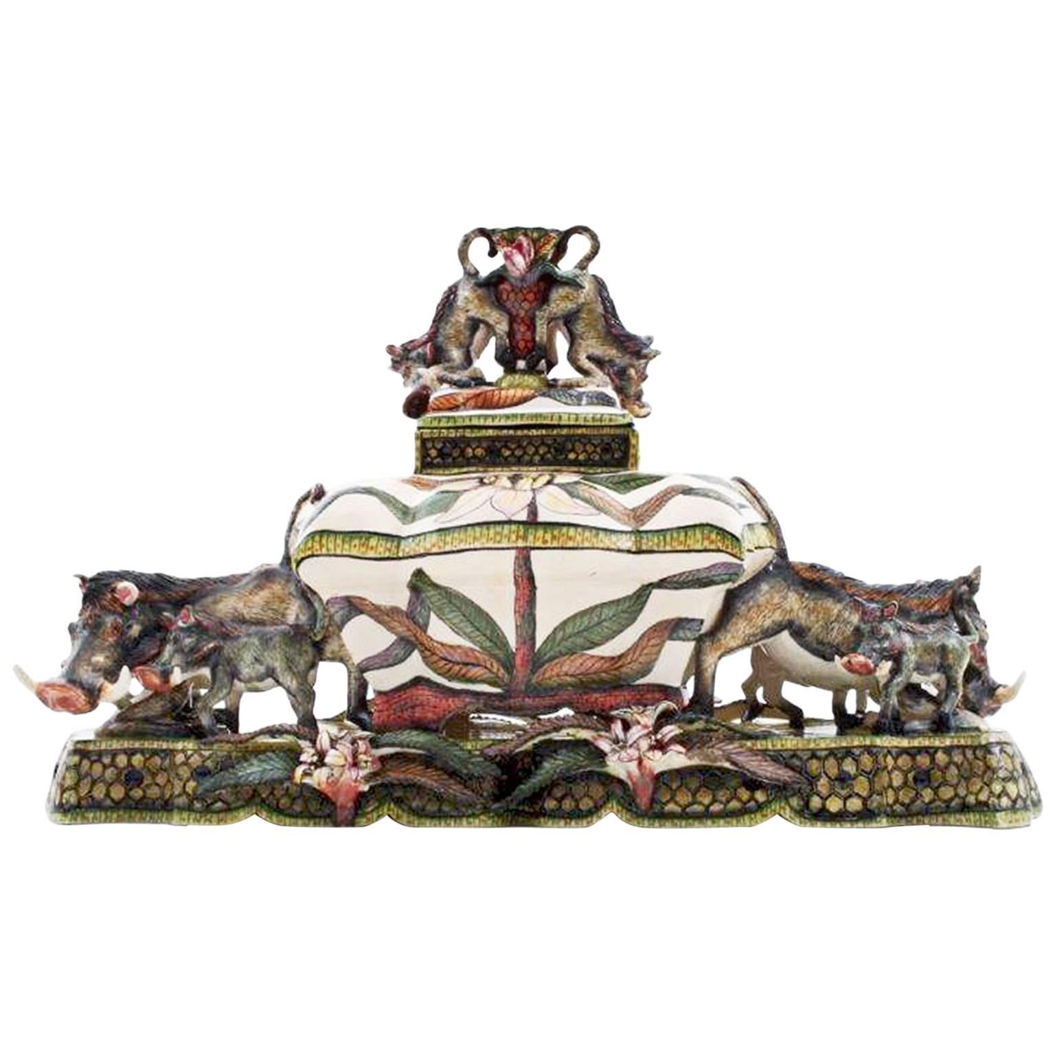 Warthog Tureen Centrepiece Ceramic Sculpture from Ardmore, South Africa