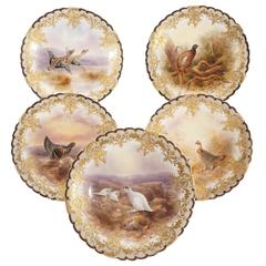 Set of 12 Cauldon for Tiffany Game Bird Plates Hand Painted Signed Birbeck, Sen