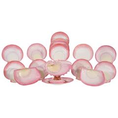 Wedgwood Pink Pearlware Complete Dessert Service in the Nautilus Pattern