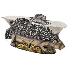 Große Stachelschwein-Schale:: keramischer Tafelaufsatz von Ardmore:: Südafrika