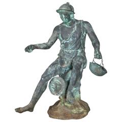 Italian Grand Tour Bronze Fisherman from Casa della Fontana Piccola