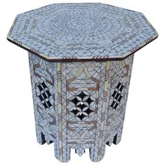 White Mother-of-Pearl Inlay Side Table Tabouret Moorish