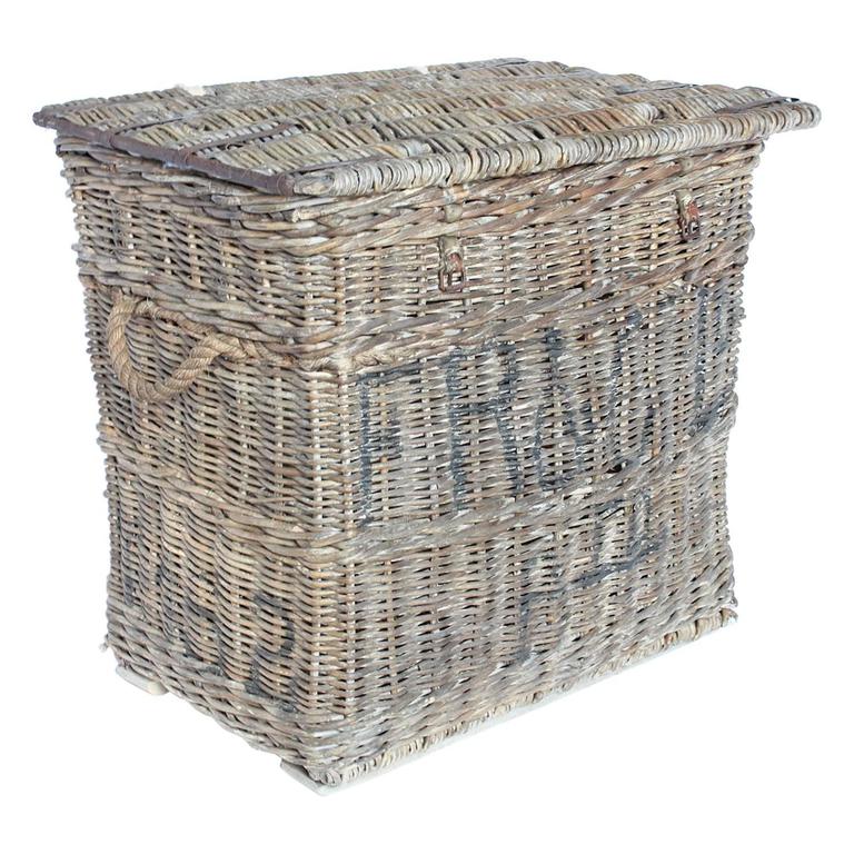 Large Antique Travel Wicker Basket/Trunk at 1stdibs