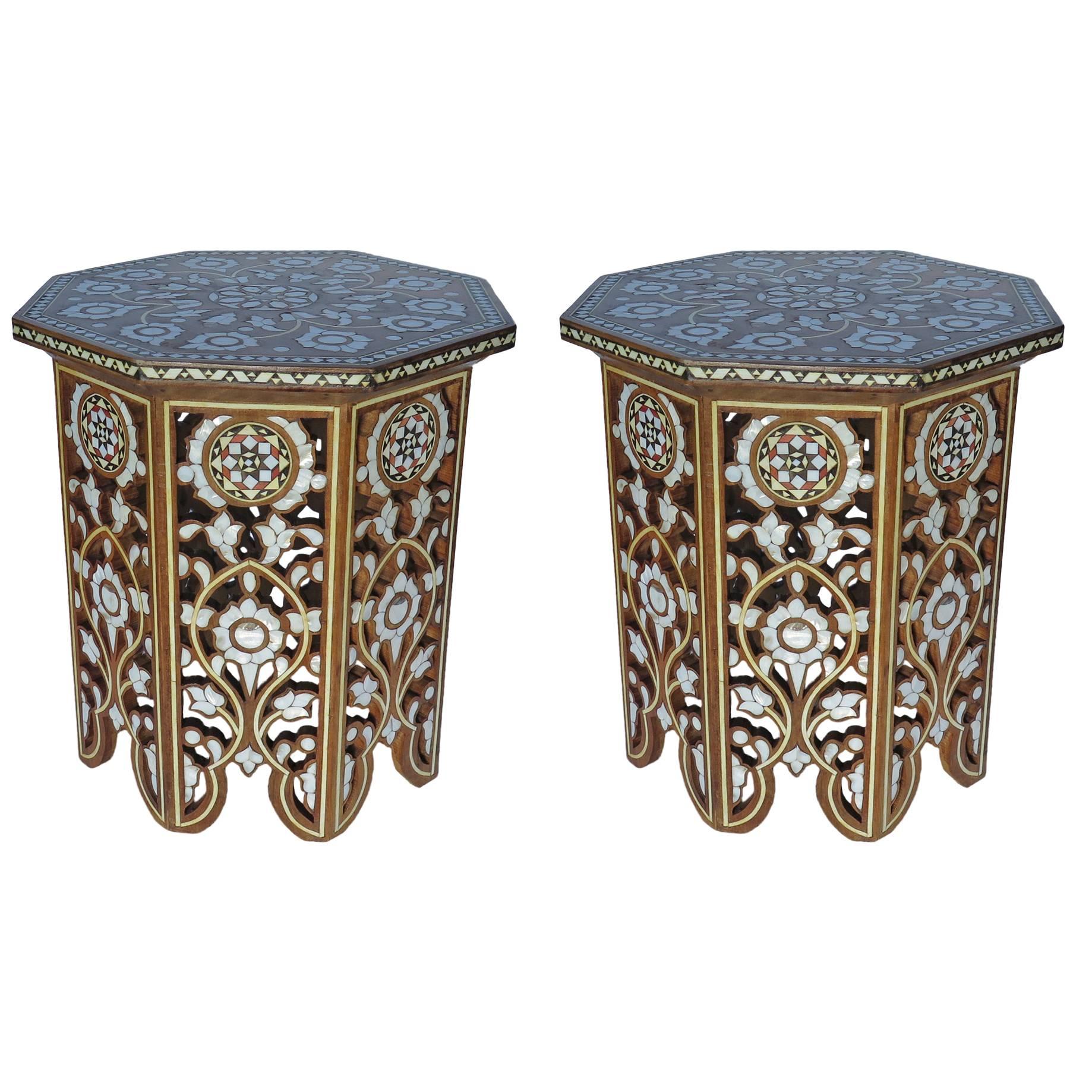 Pair of Moorish Mother-of-Pearl Inlay Side Tables