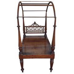19th Century Mahogany Miniature Bed with Arched Tester Top 