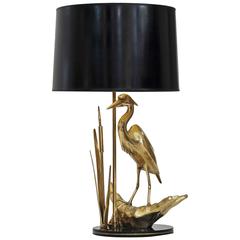 Brass Heron Bird Table Lamp