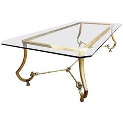 Rare Maison Ramsay Long Coffee Table in Gold Leaf Wrought Iron 6