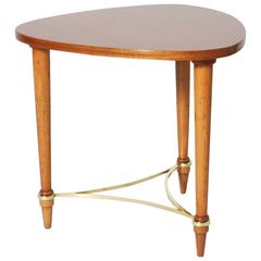 French Triangle Table with Bronze Stretcher, circa 1950