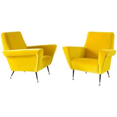 Vintage Pair of Armchairs in the Style of Gio Ponti, circa 1950
