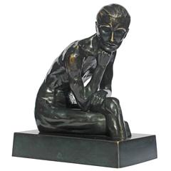 The Thinker, Bronze Sculpture by Lilly Rona