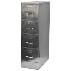 Used Classique Industrial File Cabinet, Four-Drawer, Polished Steel 