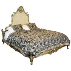 Vintage Wide Italian Gilded Rococo Bed - WSK1