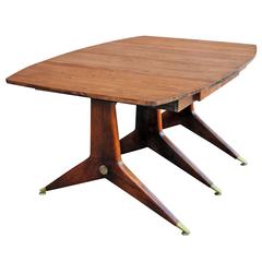 Walnut and Brass Dining Table In the Manner of Gio Ponti 6
