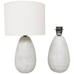 Pair of White Crackle Glaze Lamp Bases