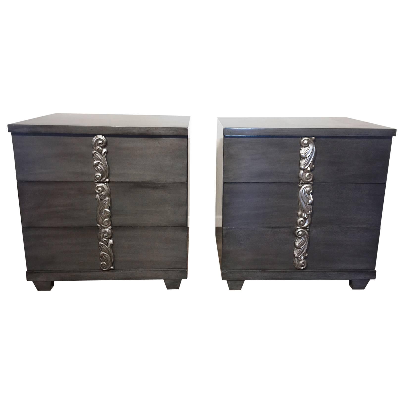 Pair of Art Deco Charcoal Grey Cabinets by Grosfeld House  For Sale