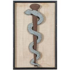 Vintage 'Staff of Asclepius' Hammer and Nails Wall Art