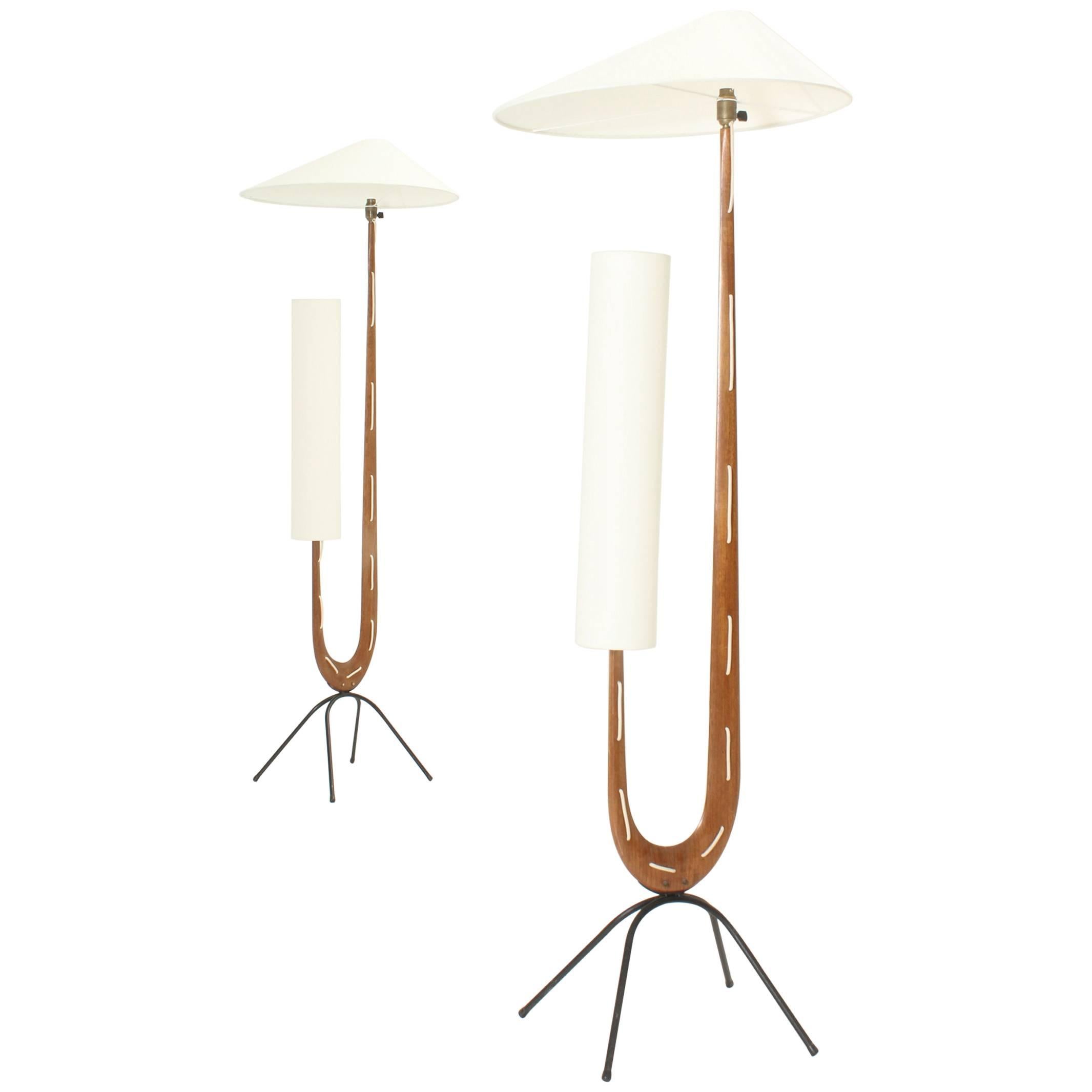 Pair of Giraffe Floor Lamps by Jean Rispal