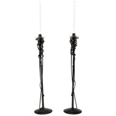 "Tall Candleholders" in forged and fabricated steel by Albert Paley